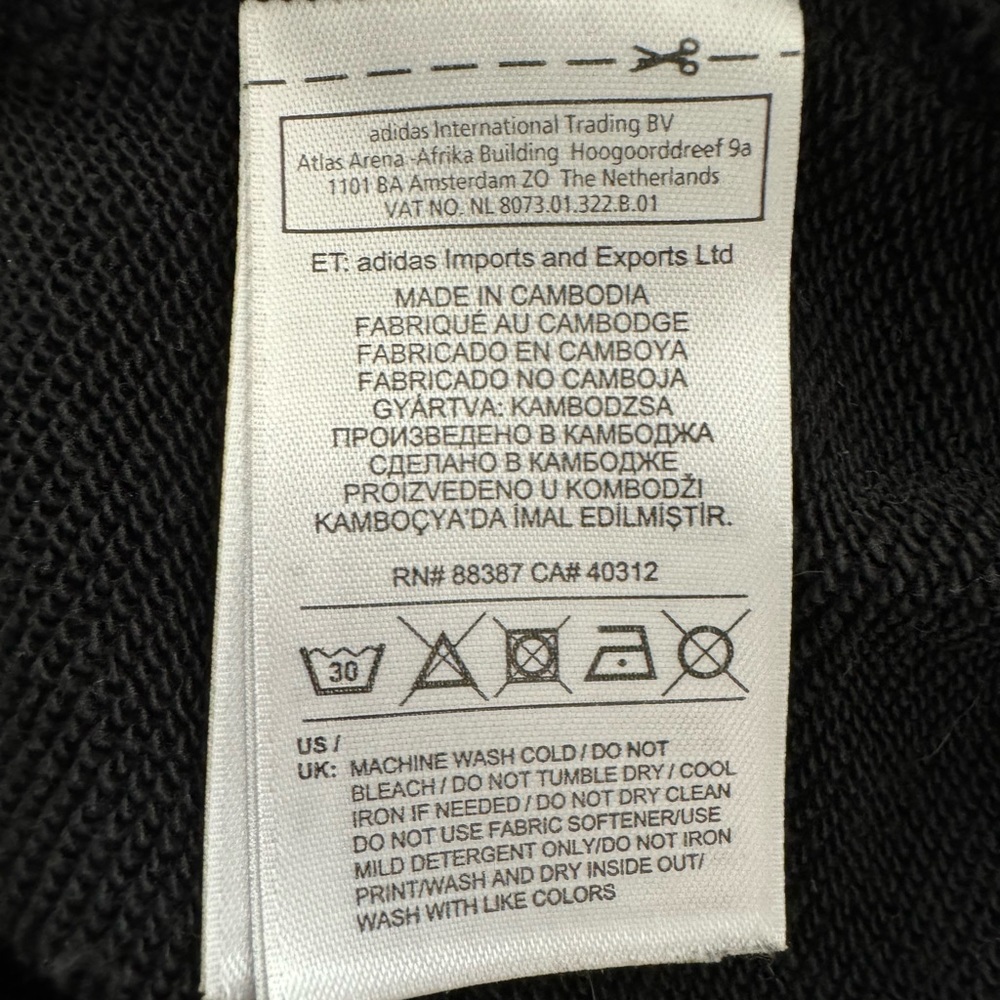 ADIDAS Loose Fit Black Crew Neck Sweatshirt Large Trefoil Logo S Small EUC $60 - Picture 8 of 11